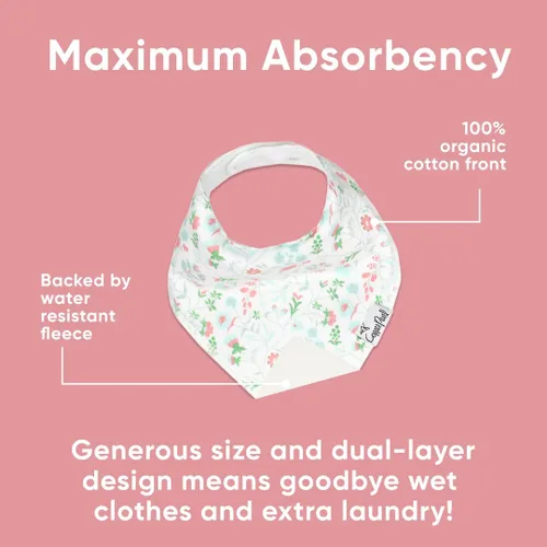 Miniatura 3 de Copper Pearl Baby Bibs 4 Pack, Printed Bandana Drool Bibs for Baby Girl & Boy, Soft Cotton Drooling Teething Bibs Claire