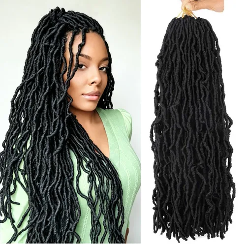 Miniatura 51 de 6 Paquetes Soft Locs Cabello de Ganchillo Pre Looped Faux Locs Trenzas de Ganchillo Goddess Locs Dreadlocs Cabello Sintético Para Mujeres Negras 1b