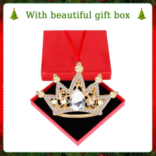 Miniatura 6 de WaaHome Adornos de Navidad de corona dorada plateada 2025 – Corona de metal adorno de recuerdo para decoración de árbol de Navidad, regalos