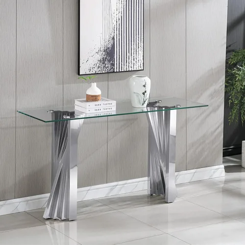 Miniatura 21 de Mesa de centro de vidrio templado de 31.5 pulgadas, moderna mesa de té dorada de 2 niveles con estante inferior, mesas centrales de lujo con marco