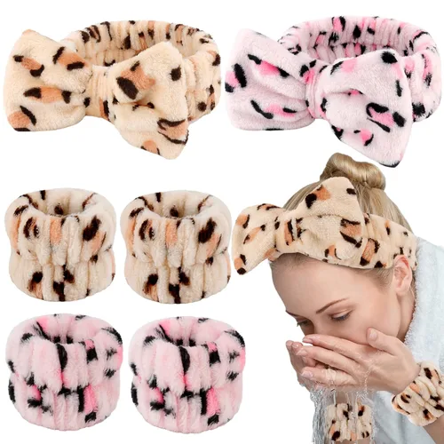 Miniatura 15 de WHAVEL Juego de 6 diademas y pulseras de spa, cintillo de lavado facial, muñequeras para lavar la cara, maquillaje, cuidado de la piel, banda