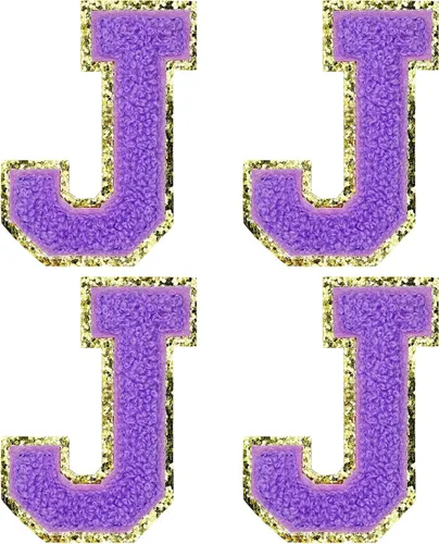 Miniatura 56 de Jongdari Letras termo-adhesivas de felpilla para ropa, parches de letras del alfabeto con brillantina para coser, con adhesivo planchado, 4 Blanco