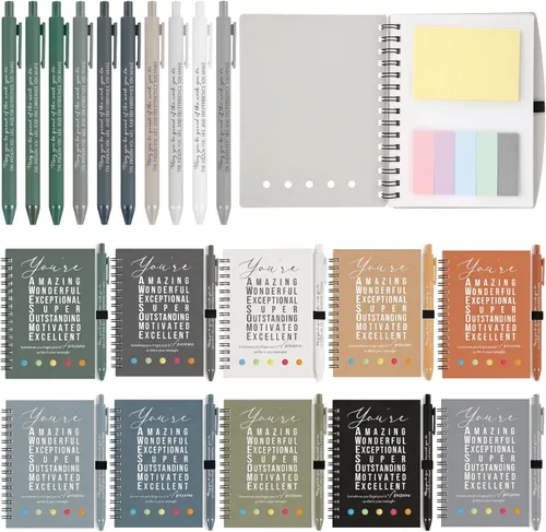 Miniatura 7 de Jetec 20 piezas/10 juegos de regalo para profesores, cuaderno motivacional en espiral con notas adhesivas, bolígrafo a granel, diarios inspiradores