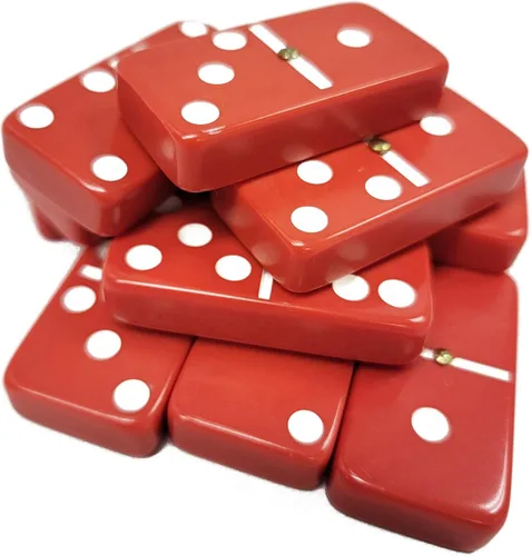 Miniatura 4 de Marion & Co. Dominó Doble Seis 6 Azulejos Rojos Jumbo Tamaño de Torneo Profesional con Giradores en Elegante Bolsa de Terciopelo Negro