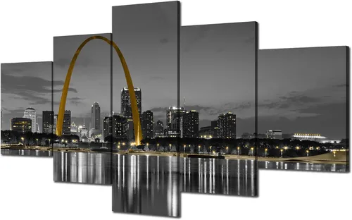 Miniatura 19 de Cawpom Louisiana Arte de Pared en Lienzo, 60x32 pulgadas, Impresión en Lienzo, Cuadros de Nueva Orleans Decoración de Pared, Puente Crescent City