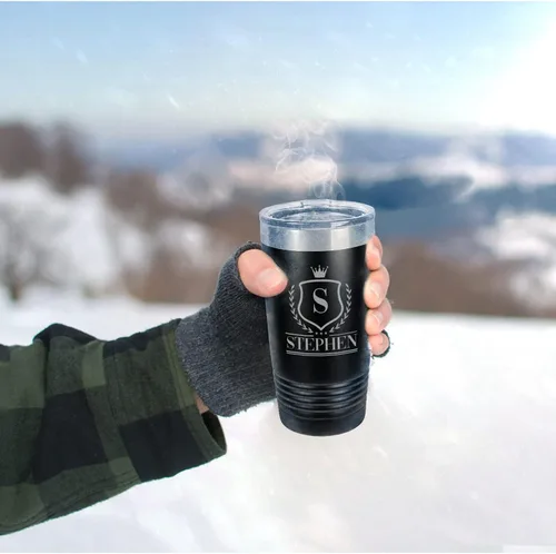 Miniatura 7 de Vasos de café personalizados con monograma con inicial y nombre, 20 onzas, grabado con láser en acero inoxidable aislado al vacío, taza de viaje
