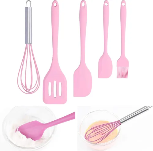 Miniatura 6 de Juego de utensilios de cocina de silicona, juego de espátulas de silicona antiadherentes resistentes al calor, incluye batidor de huevos, pala
