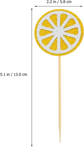 Miniatura 5 de PRETYZOOM 36 piezas de decoración de cóctel de limón para cupcakes de limón, decoración de frutas, fiesta temática de postre, palillos de dientes