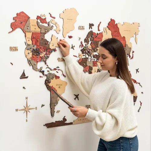 Miniatura 7 de Enjoy The Wood Arte de pared grande de madera en 3D, mapa del mundo, mapa de viajes del mundo, idea de regalo para cualquier ocasión, arte de pared