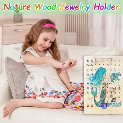 Miniatura 5 de Organizador colgante de joyería, soporte de pared, organizador de joyas colgante para aretes, collares, anillos (sirena)