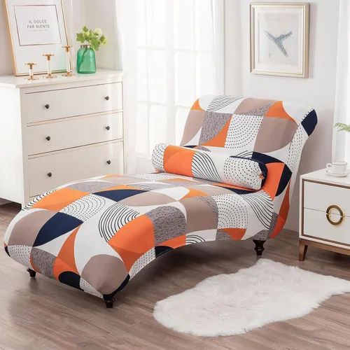 Miniatura 10 de Funda Impresa para Chaise Lounge sin Brazos Interior Funda Elástica para Silla para Sala de Estar Dormitorio Funda Elástica sin Brazos para Chaise