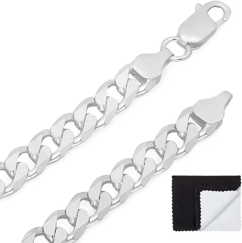 Miniatura 8 de The Bling Factory Men's 6.5mm Solid .925 Sterling Silver Beveled Curb Chain Necklace