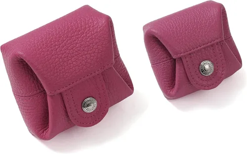 Miniatura 73 de Cockatoo Monedero de cuero genuino para cambio, mini billetera con bolsillo a presión para hombres y mujeres, Rojo (Aurora Red), Casual