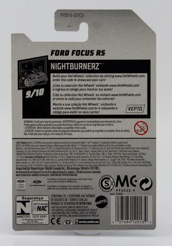 Miniatura 3 de Hot Wheels 2019 Basic Mainline Nightburnerz: Ford Focus RS (Verde) - Tarjeta internacional
