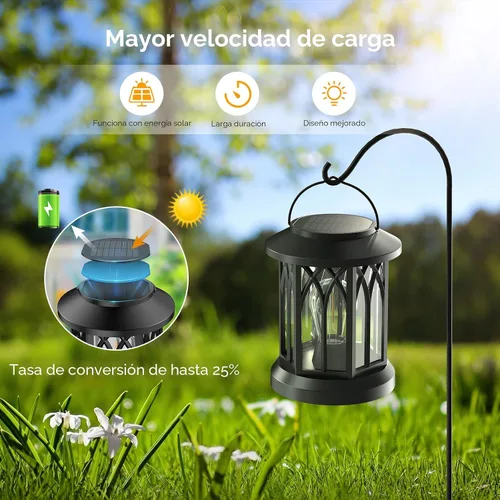 Miniatura 2 de WdtPro Faroles solares colgantes para exteriores, paquete de 2 faroles solares brillantes mejorados, impermeables, con energía solar, luces