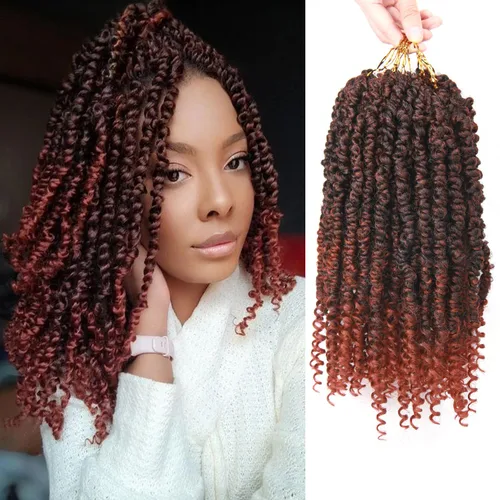 Miniatura 9 de ROSESSEA Cabello de ganchillo negro de 12 pulgadas para mujeres negras, 8 paquetes de trenzas de ganchillo, trenzas de ganchillo rizado con resorte