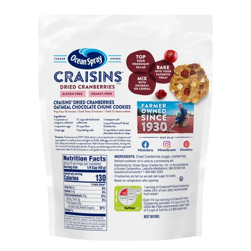Miniatura 4 de Ocean Spray, Craisins - Arándanos secos, original, bolsa resellable de 12 onzas