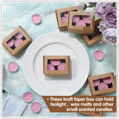 Miniatura 7 de Zonon 30 piezas de cajas de jabón para embalaje casero, mini cajas de regalo de papel kraft con ventana para panadería, caramelos, fabricación