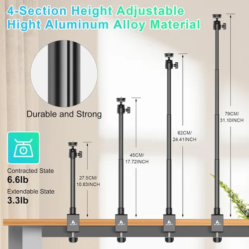 Miniatura 3 de Ailight Soporte para cámara web, soporte de cámara de mesa ajustable con tornillo de 1/4 pulgadas y abrazadera en C, trípode para cámara web