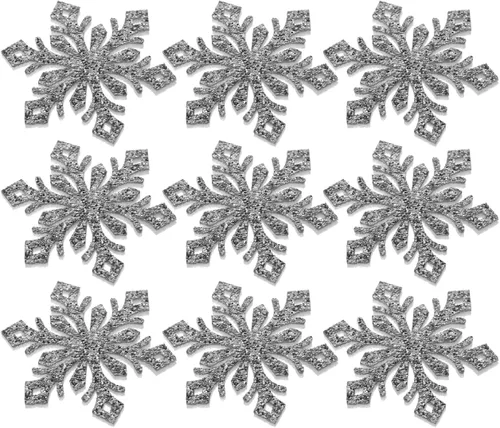 Miniatura 10 de EXCEART 30 parches de copo de nieve con brillantina para planchar en copos de nieve, horquillas para ropa, vestidos, plantas, sombreros, jeans