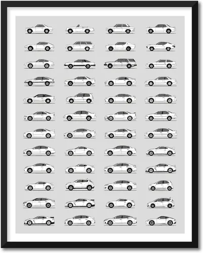 Miniatura 45 de Idea Network Póster hecho a mano compatible con Chevy impreso, arte de pared, decoración hecha a mano de lo mejor de las generaciones de Chevy