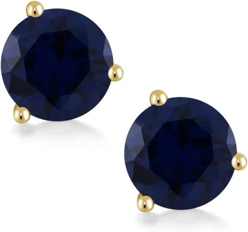 Miniatura 181 de Gem Stone King Aretes de oro de 14 quilates, 0.236 in, piedra natal redonda, Martini, 3 puntas, aretes de oro para mujer