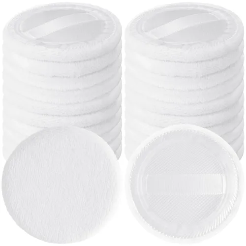 Miniatura 10 de HINZIC Paquete de 25 esponjas redondas de 2.36 pulgadas para aplicadores de maquillaje de base, algodón suave y agradable a la piel, esponja