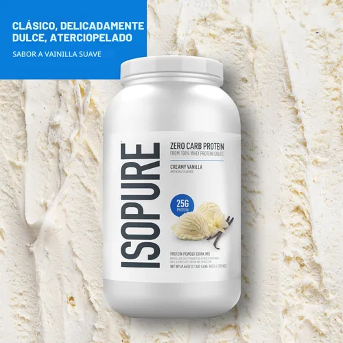 Miniatura 3 de Isopure Zero Carb 100% Proteína Pura de Aislado de Suero, Libre de Lactosa, Libre de Gluten, con Vitaminas, Vainilla Cremosa, 25g de Proteína por