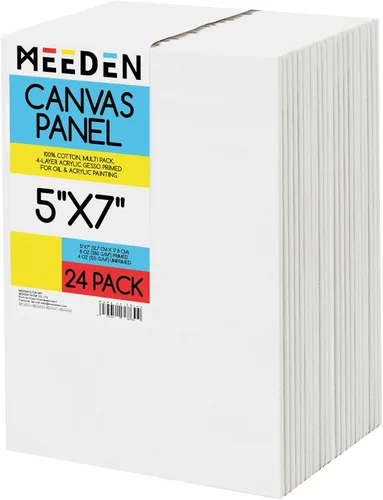 Miniatura 14 de MEEDEN Paquete de 12 tableros de lona 100% algodón para pintar, paneles de lienzo en blanco de 5 x 7 pulgadas para pintura al óleo y acrílica