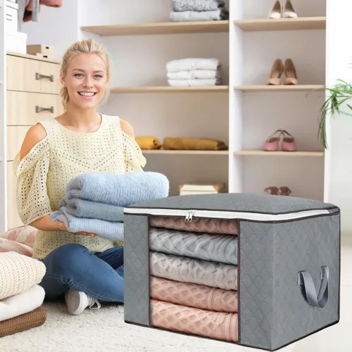 Miniatura 4 de ComboCube - Bolsa de almacenamiento para edredón, bolsa con cremallera con ventana grande transparente y asas de transporte, organizadores