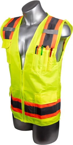 Miniatura 2 de Malta Dynamics Chaleco de inspección de seguridad amarillo de alta visibilidad, compatible con OSHA/ANSI, tamaño multi 1 Paquete