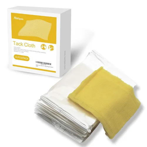 AAwipes Tack Cloth (TC183610Y) - Paquete de 10 trapos 100 % algodón, amarillo claro, 18 x 36 pulgadas, eliminación de polvo y superficies limpias