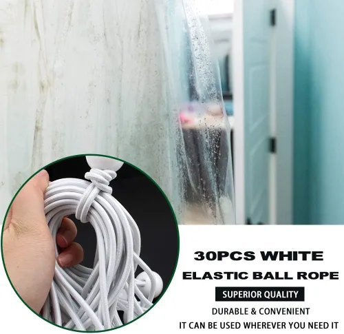 Miniatura 7 de AOPRIE Paquete de 30 bolas elásticas de 6 pulgadas de color blanco, resistentes a la intemperie, correas de amarre resistentes a la intemperie