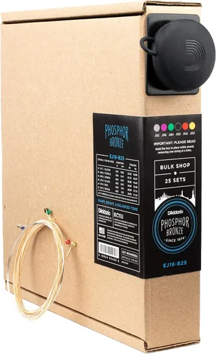 Miniatura 30 de Cuerdas para guitarra acústica de bronce fosforado D'Addario, blanco negro rojo azul