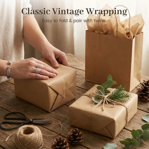 Miniatura 5 de Koogel 120 hojas de papel de seda marrón a granel, 14 x 20 pulgadas, papel kraft para envolver regalos, manualidades DIY, decoración navideña