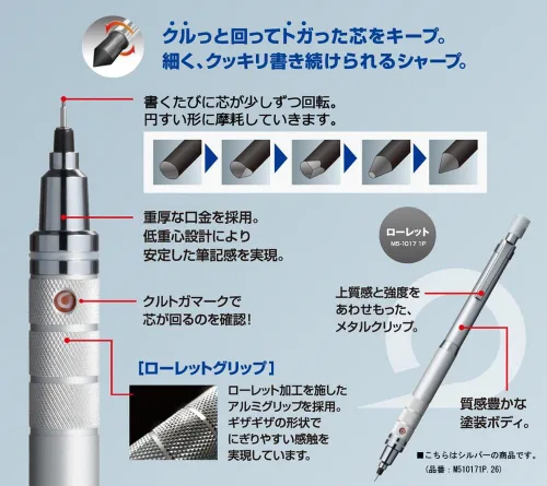 Miniatura 5 de Portaminas uni Core Keeps Sharp, Gun Metallic (M510171P.43)