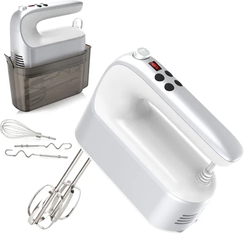 Miniatura 16 de Yomelo Batidora de mano digital de 9 velocidades, potente motor de CC de 400 W, batidora de mano eléctrica de mano con estuche de almacenamiento a