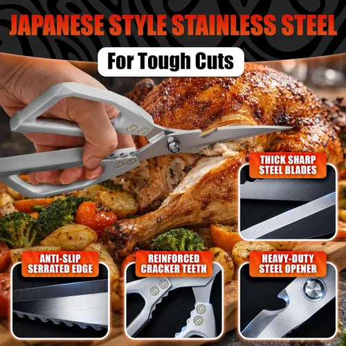 Miniatura 4 de Poultry Shears Heavy Duty Set of 2 – 3Cr13 Stainless Steel Style of Japanese Kitchen Scissors for Food, Detachable & Dishwasher Safe – Poultry