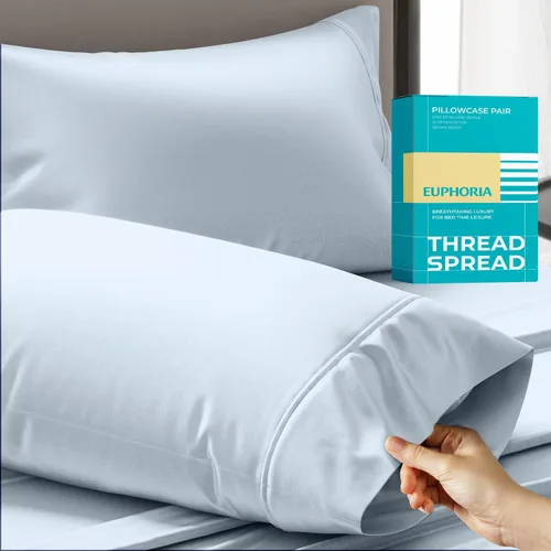 Miniatura 19 de THREAD SPREAD Fundas de almohada 100 % de algodón egipcio, fundas de almohada de 800 hilos, tamaño Queen / estándar, paquete de 2 unidades, suaves