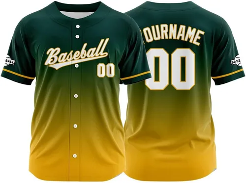 Miniatura 23 de Camiseta de béisbol con degradado personalizado, nombre, número y logotipo personalizados para hombres, mujeres y niños