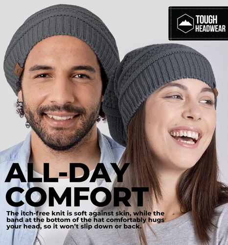 Miniatura 48 de Slouchy Cable tejido Gorro de lana por Tough Headwear – Gorro de lana de gran tamaño Sombreros Gorros Graves Sombreros Para Hombres y Mujeres