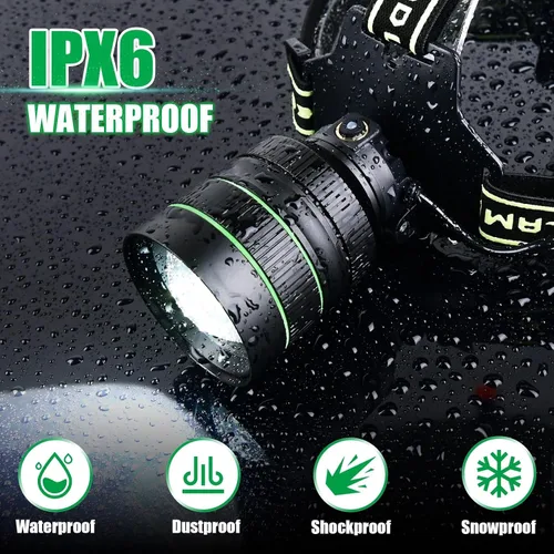 Miniatura 3 de Linterna recargable para cabeza, faro LED superbrillante con sensor de movimiento, linterna de cabeza con zoom de 5 modos, ajustable a 180°