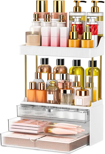 Miniatura 10 de caktraie Organizadores y Almacenamiento de Baño - Organizador de Maquillaje de 3 Cajones y 2 Niveles, Cajón de Almacenamiento de Cosméticos