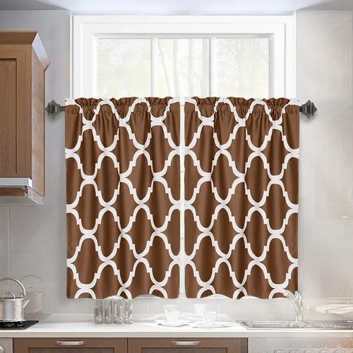 Miniatura 35 de Melodieux - Cortinas de bolsillo de moda marroquí para cocina, cafetería o baño, pequeñas ventanas