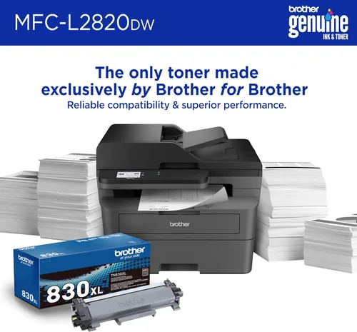 Miniatura 4 de Impresora láser monocromática compacta inalámbrica Brother MFC-L2820DW todo en uno con copia, escaneo y fax, impresión a doble cara, blanco y negro