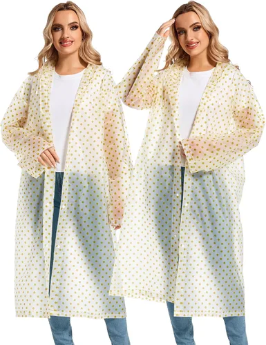 Miniatura 95 de 2 abrigos de lluvia de Borogo para adultos, chaquetas de lluvia reutilizables para hombres y mujeres