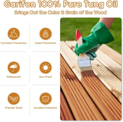 Miniatura 7 de Aceite de Tung de 32 OZ para Madera Apto para Alimentos, 100% Puro Aceite de Tung para Madera al Aire Libre, Sellador de Madera de Grado