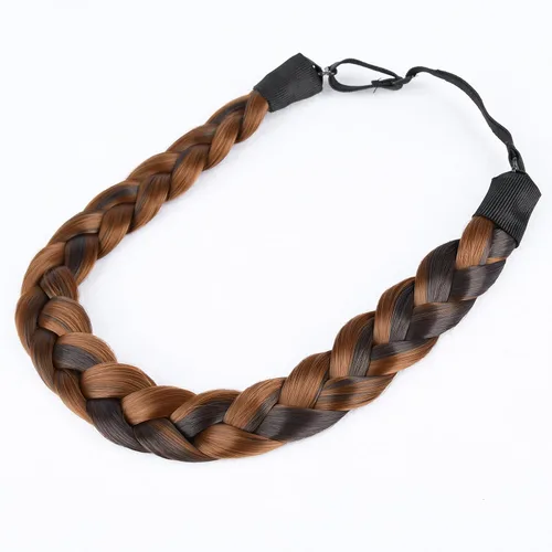 Miniatura 34 de Diadema clásica de cabello sintético trenzado, trenzas gruesas y anchas, extensión de cabello con elástico para mujeres y niñas, accesorio