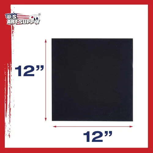 Miniatura 3 de U.S. Art Supply Paneles de lienzo de arte negro de 12 x 12 pulgadas, paquete de 6 unidades, lienzos de algodón pesado de 8 onzas sin ácidos