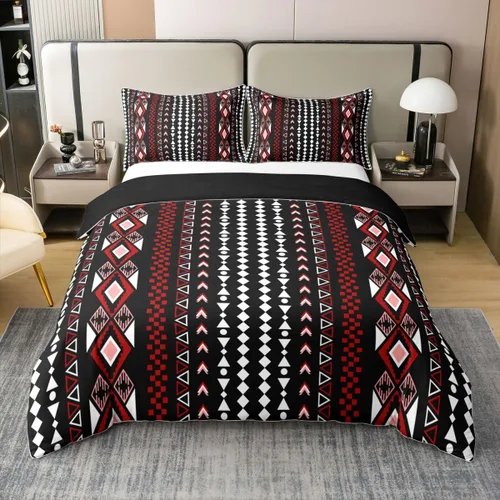 Miniatura 31 de Erosebridal Bohemian 100% Natural Cotton Duvet Cover Twin Country Southwestern Bedding Set Boho Aztec Arrows Diamond Comforter Cover Black Gray